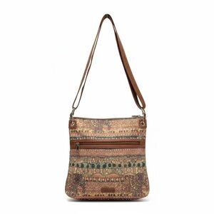 Sakroots Brown Multicolor Tribal-Print Leather Crossbody Bag